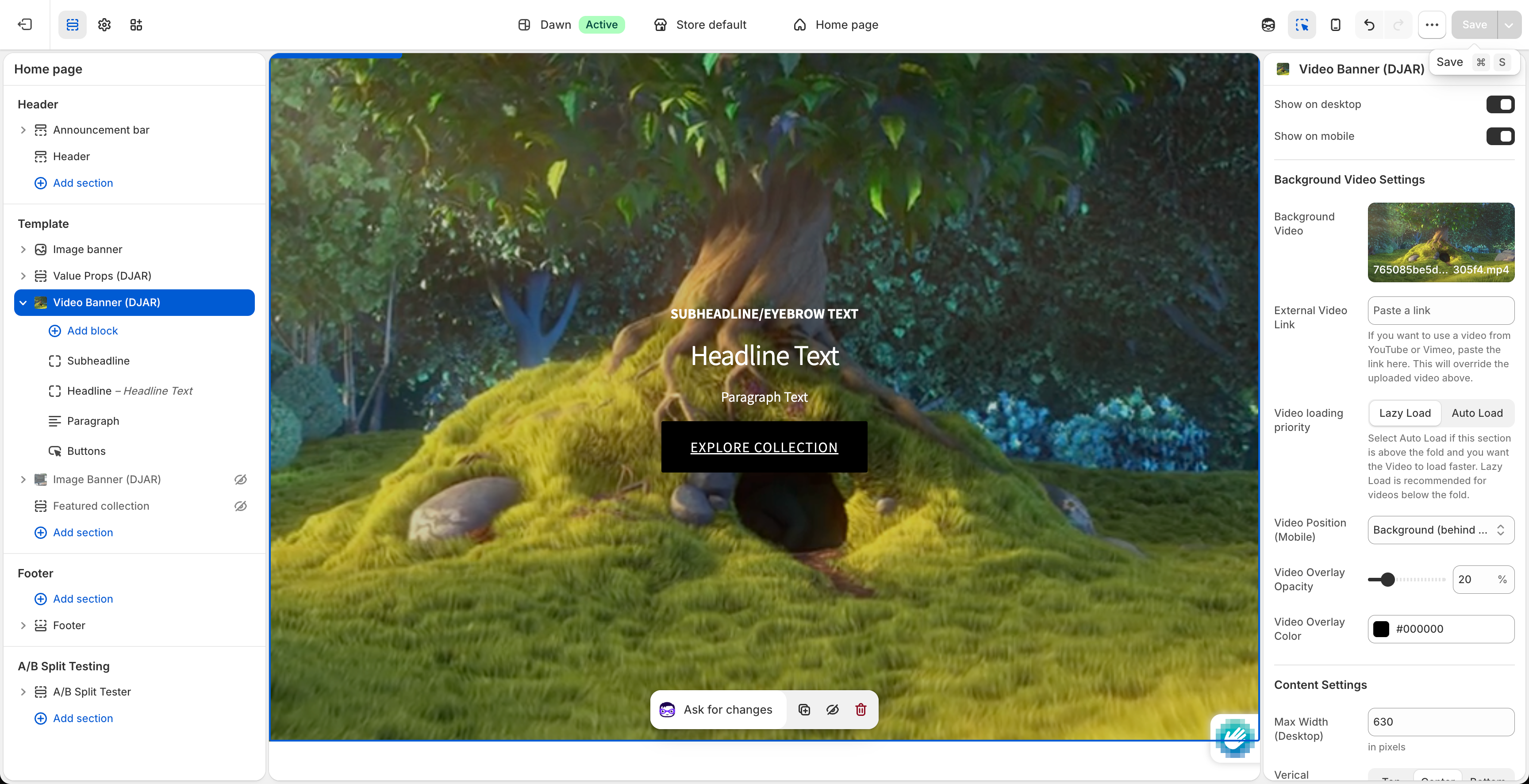 Shopify Video Banner Module