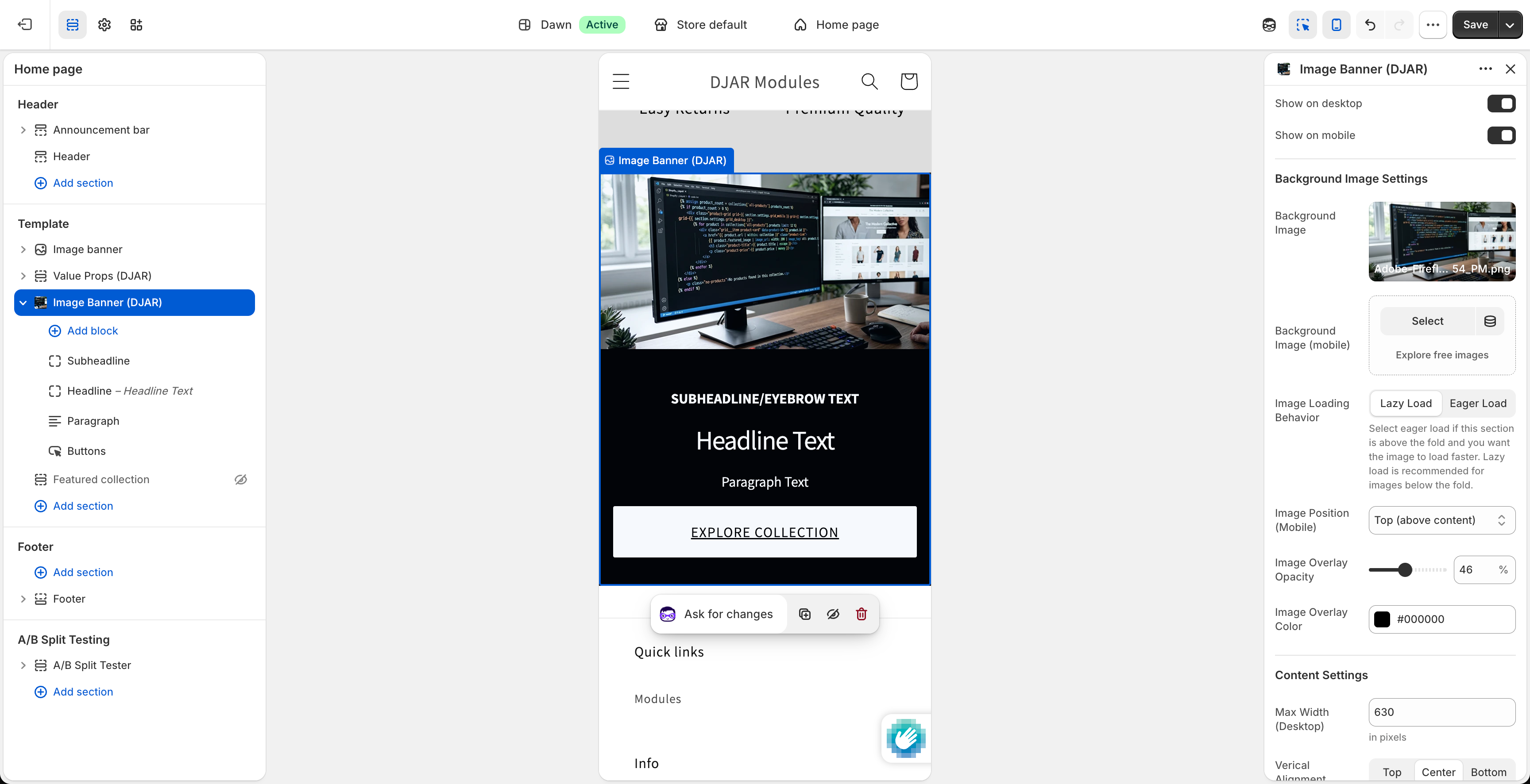 Shopify Banner Hero Module
