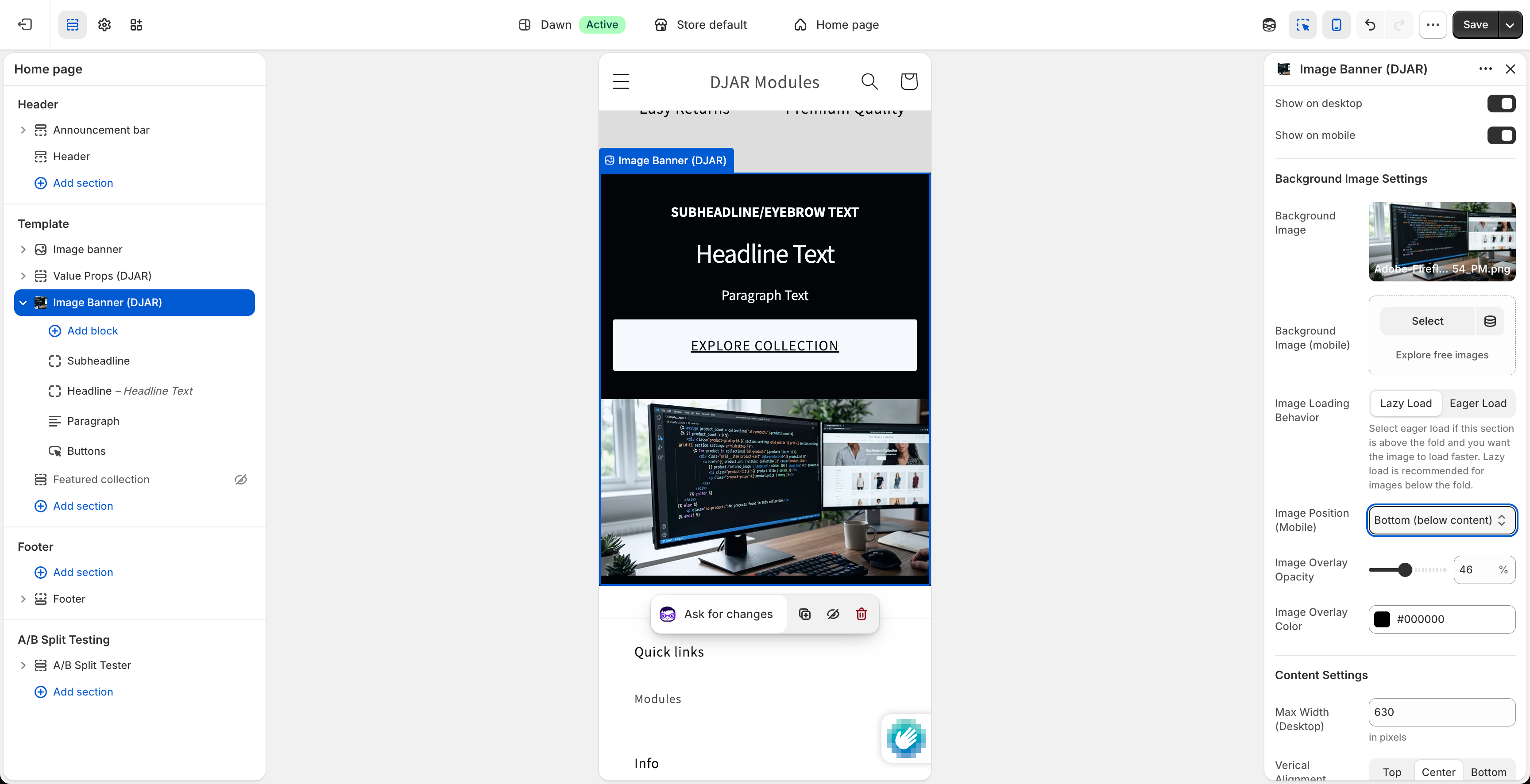 Shopify Banner Hero Module
